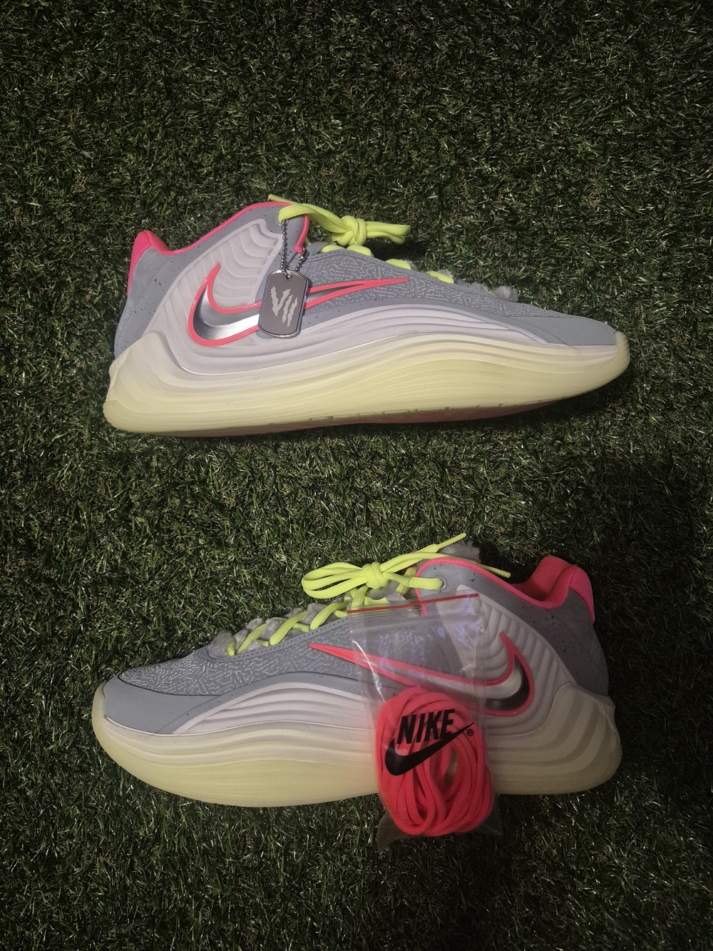 Nike Gray & Neon Pink Swoosh Sneakers